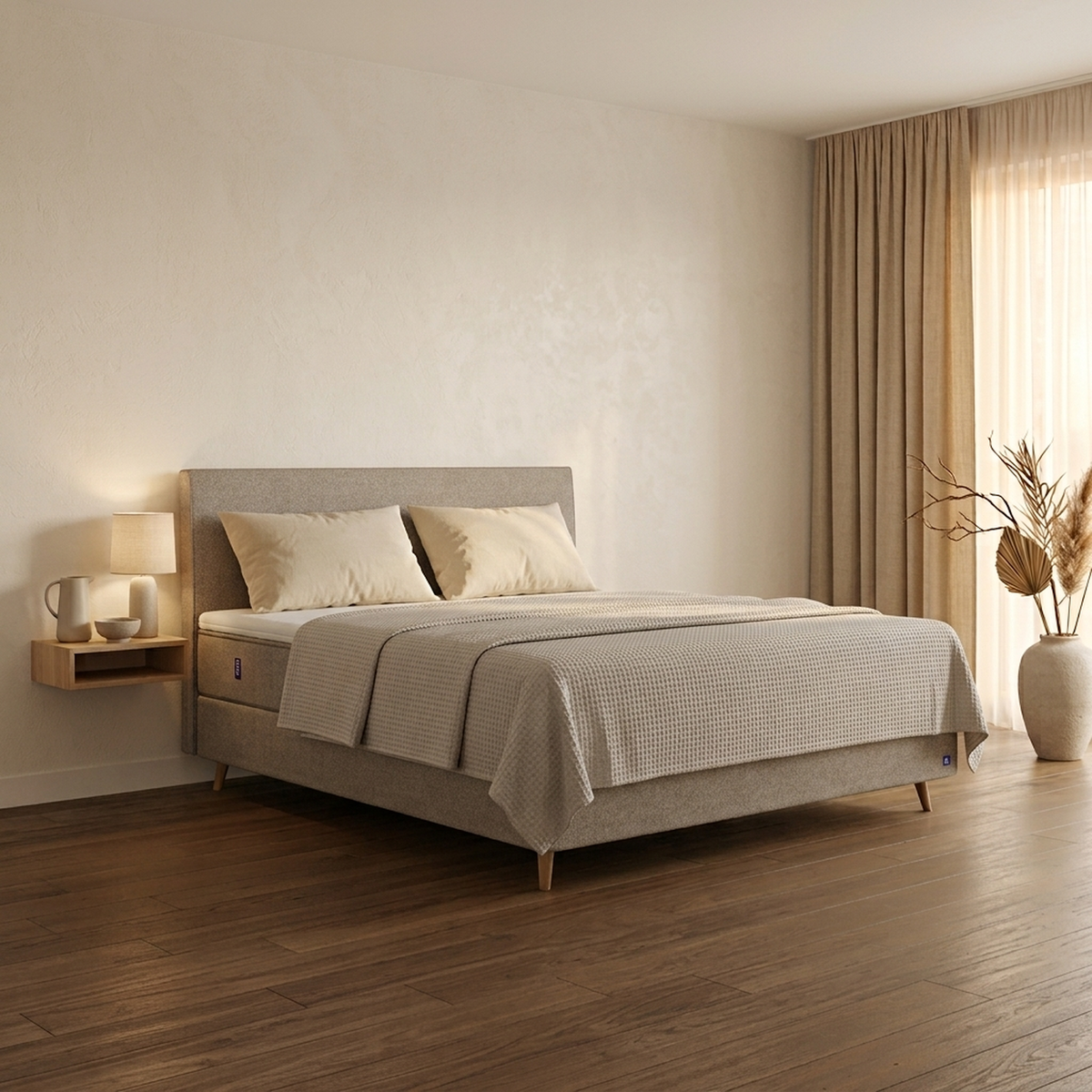 Bruno boxspring in taupe met Classic-hoofdbord