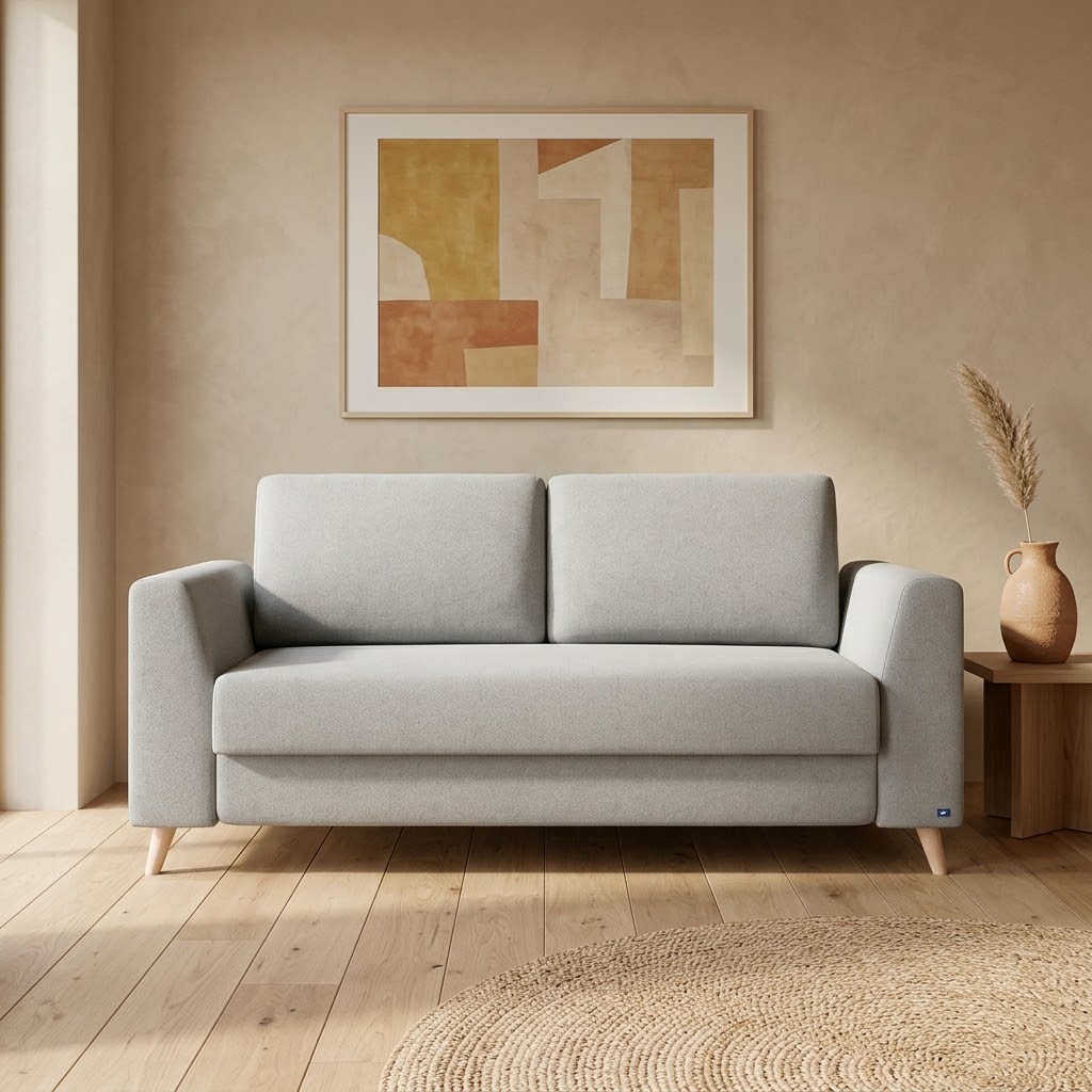 2,5 Sitzer Schlafsofa in Grau mit Klassik Armlehnen von Bruno 