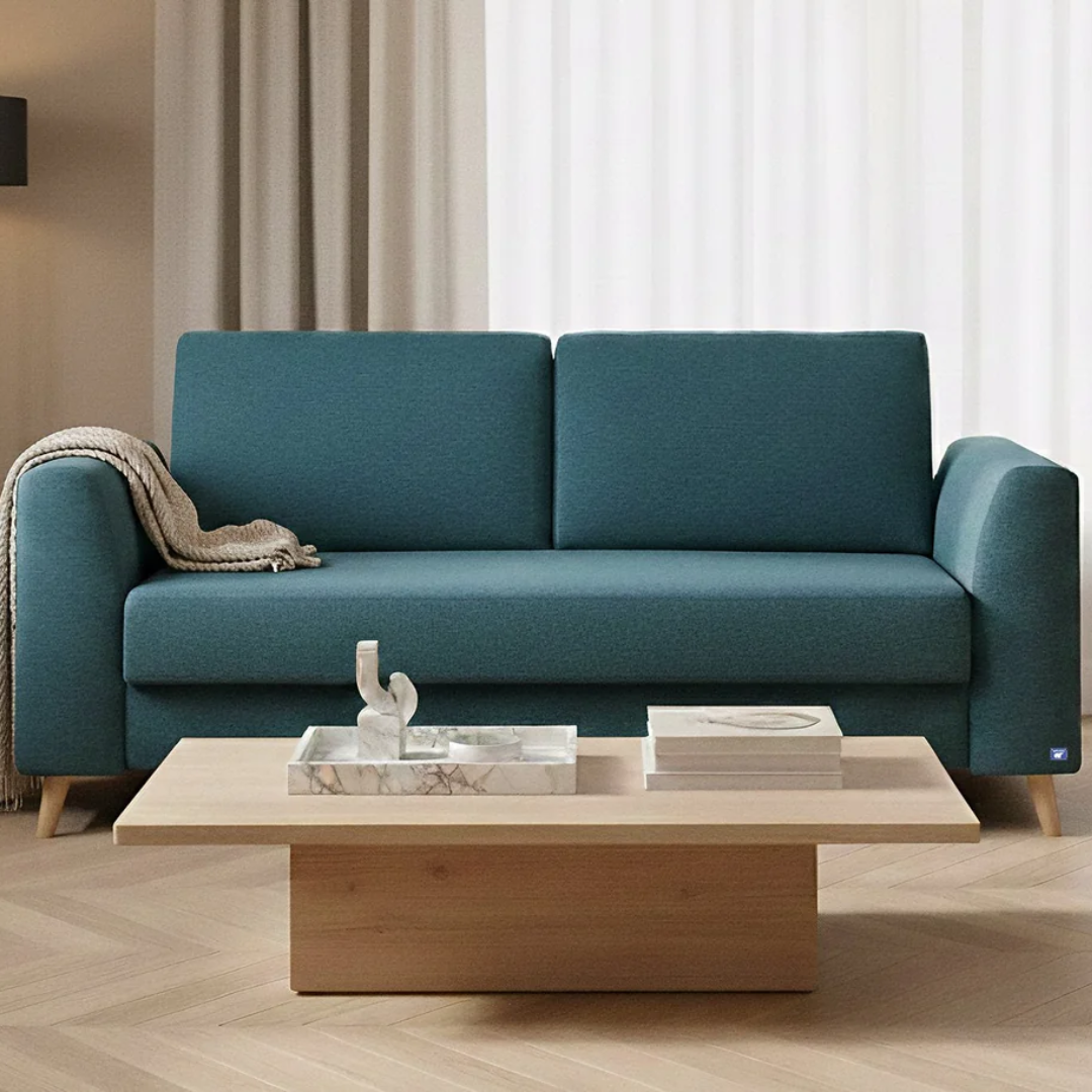 Petrolfarbenes Schlafsofa von Bruno mit Schlaffunktion