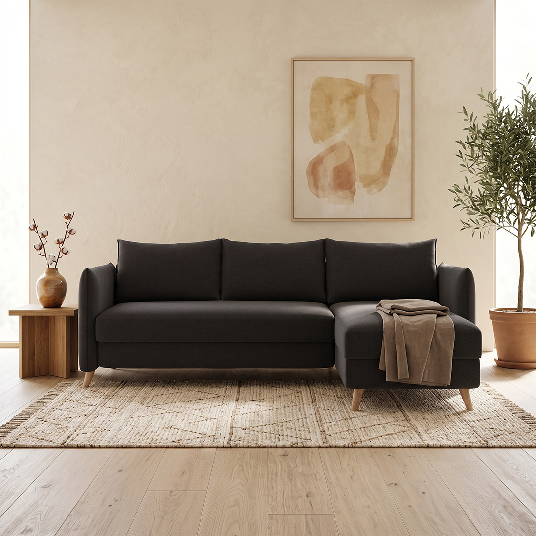 Bruno slaapbank in zwart met boxspringcomfort