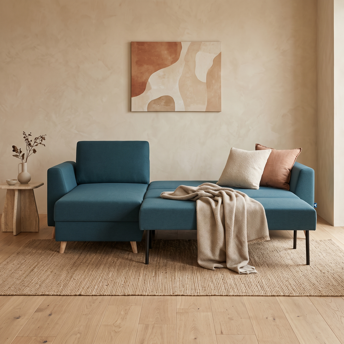Bruno hoekbank in petrol-turquoise
