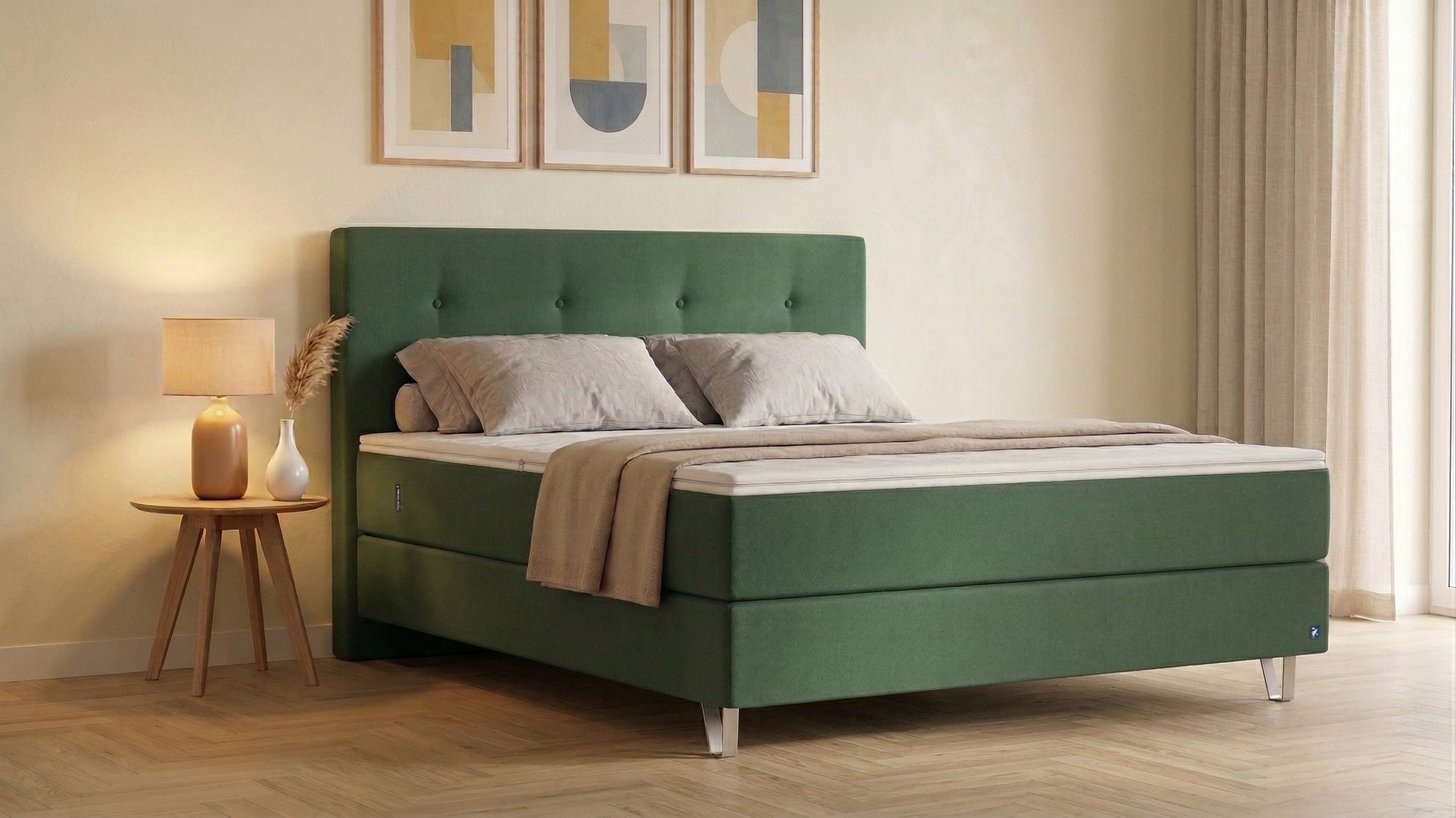 Boxspringbett Premium von Bruno – in Grün
