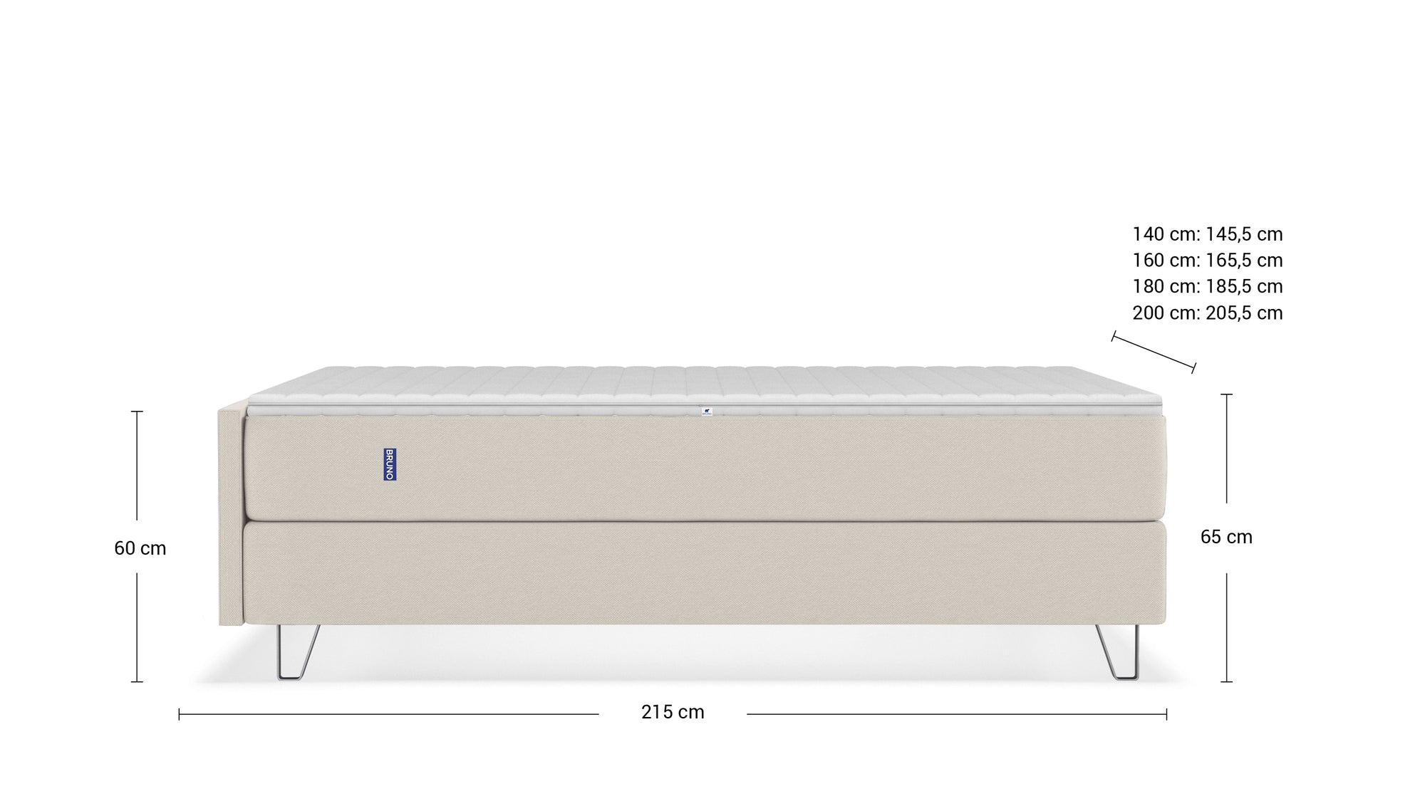 Boxspringbett Premium von Bruno – in Beige, Compact-Kopfteil