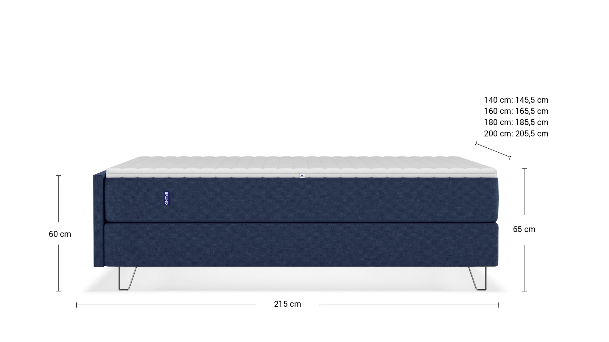 Boxspringbett Premium von Bruno – in Blau, Compact-Kopfteil