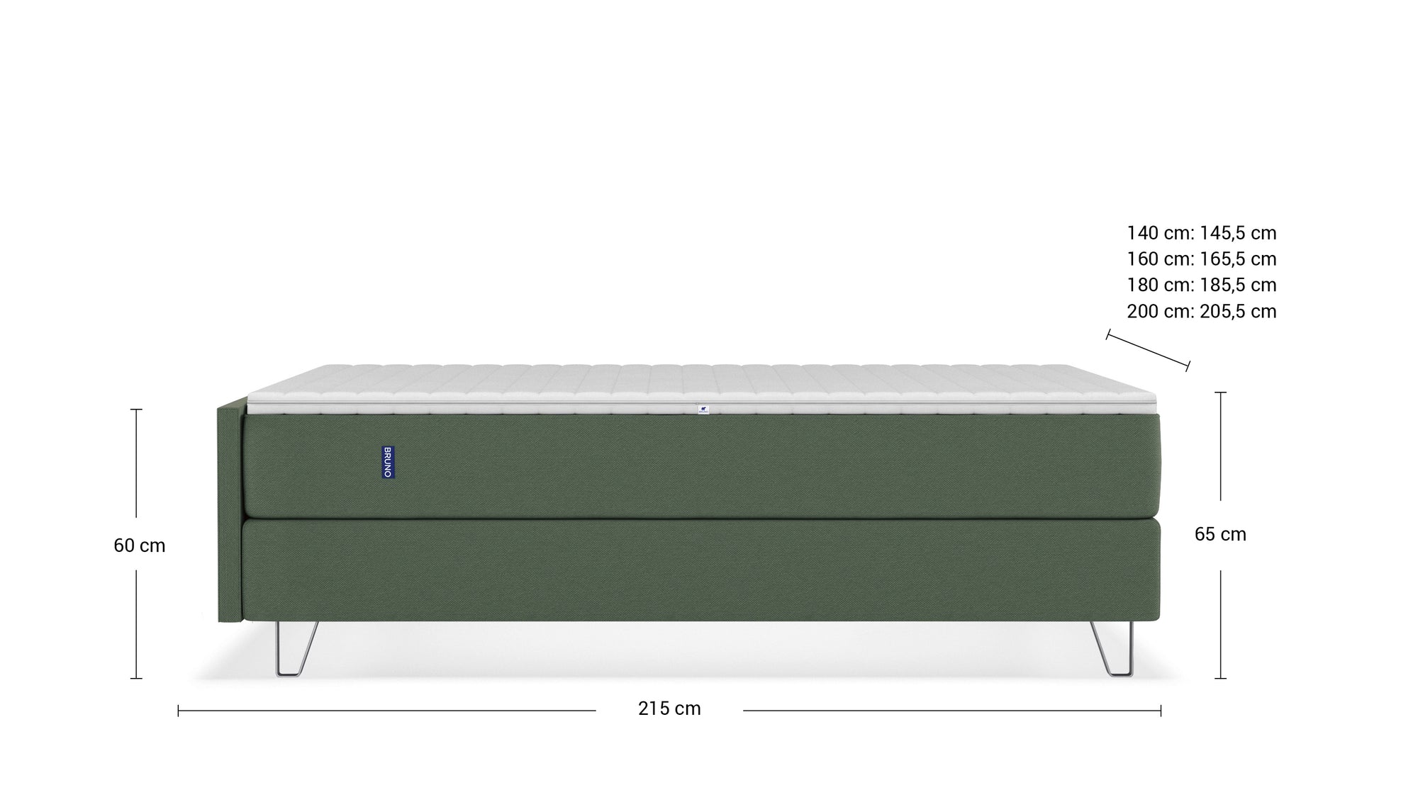 Boxspringbett Premium von Bruno – in Grün, Compact-Kopfteil