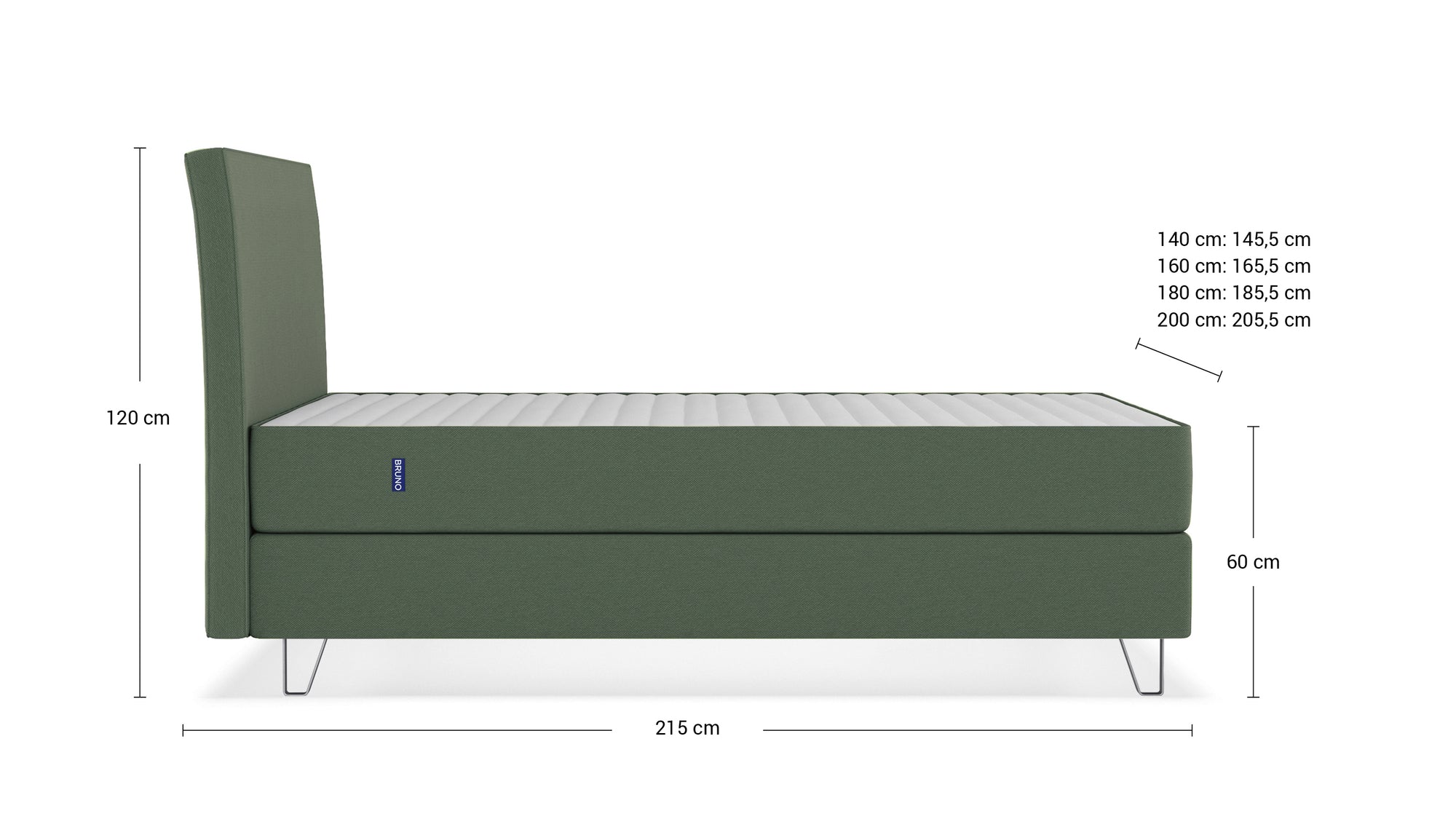 Boxspringbett Premium von Bruno – in Grün, Klassik-Kopfteil