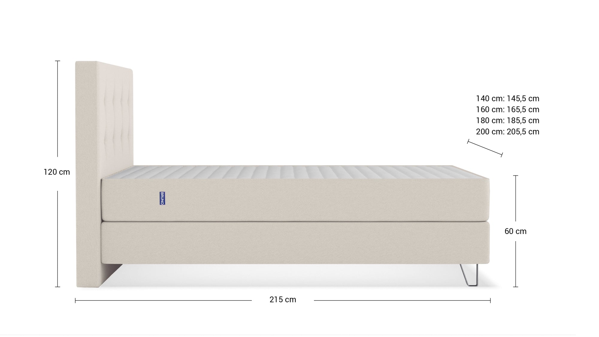 Boxspringbett Premium von Bruno – in Beige, Opus-Kopfteil