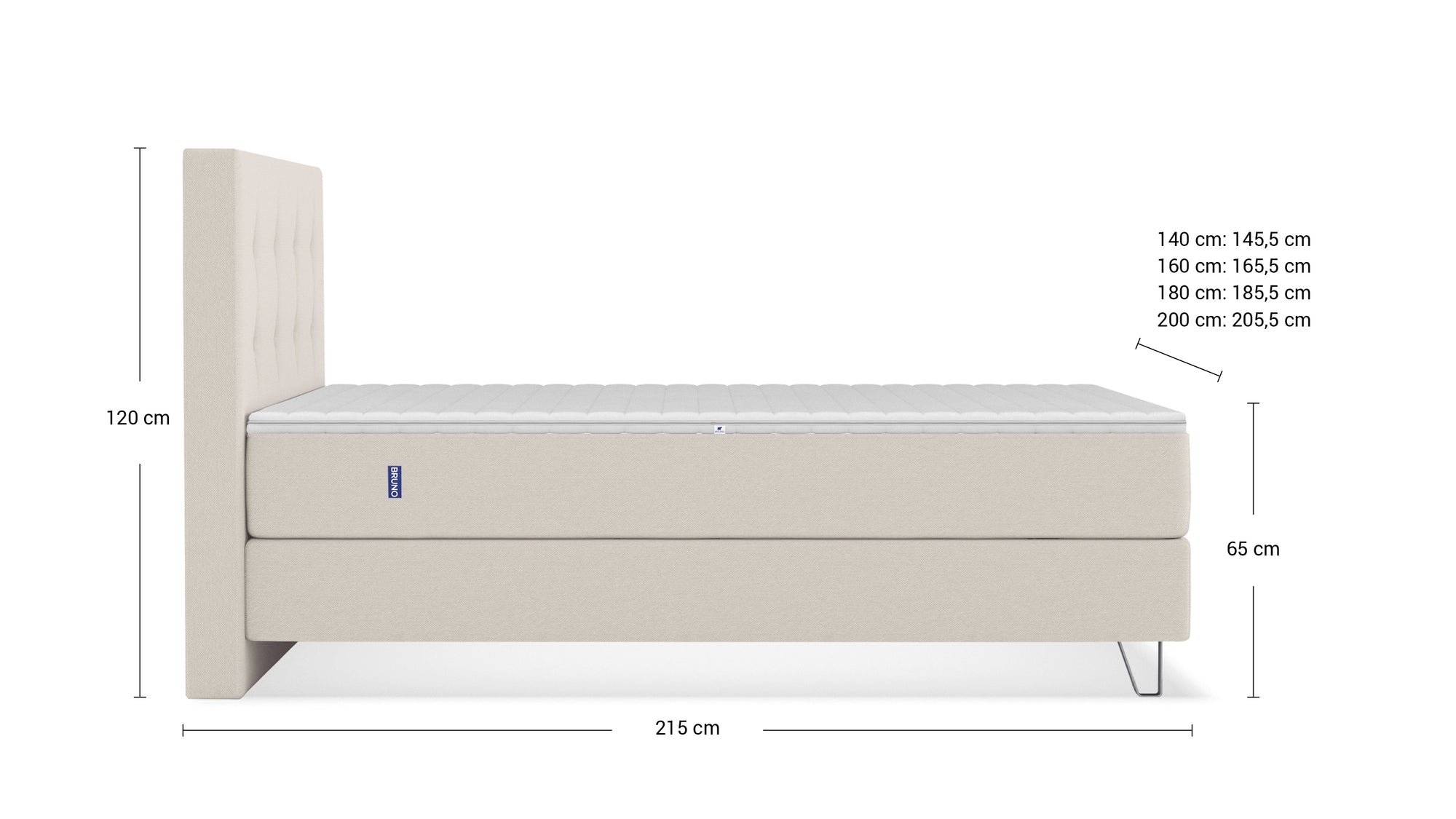 Boxspringbett Premium von Bruno – in Beige, Opus-Kopfteil