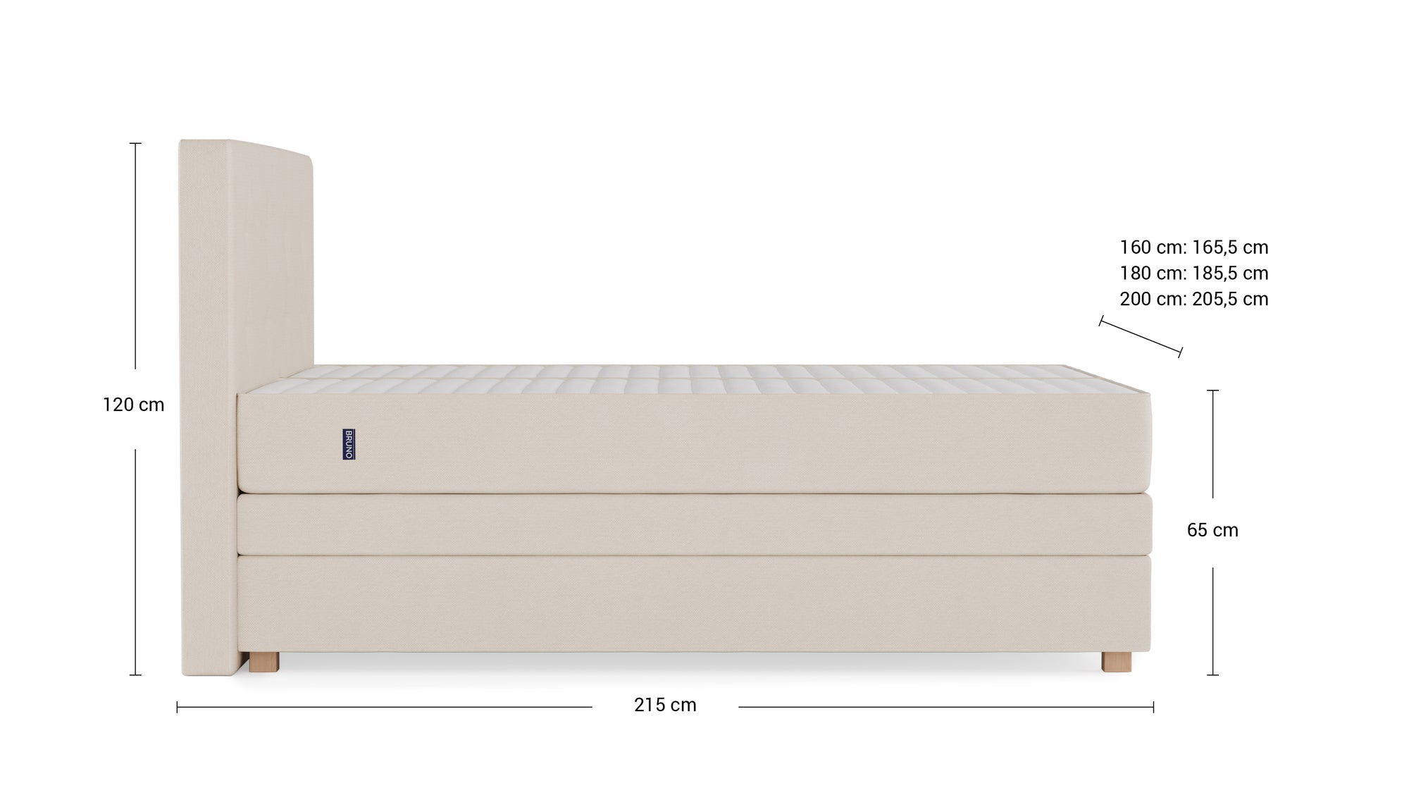 Boxspringbett Premium mit Stauraum von Bruno – in Beige, Opus-Kopfteil