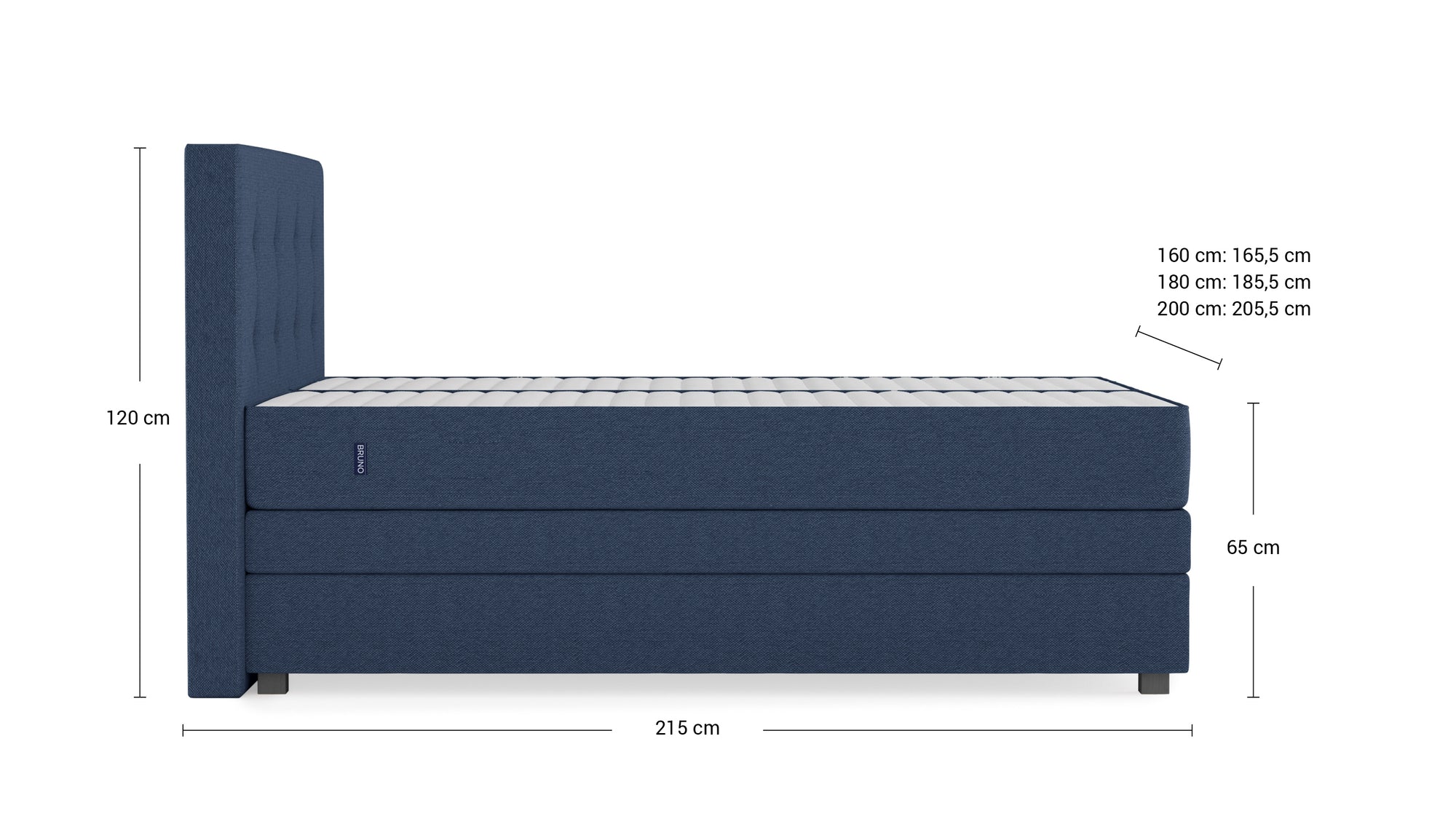 Boxspringbett Premium mit Stauraum von Bruno – in Blau, Opus-Kopfteil