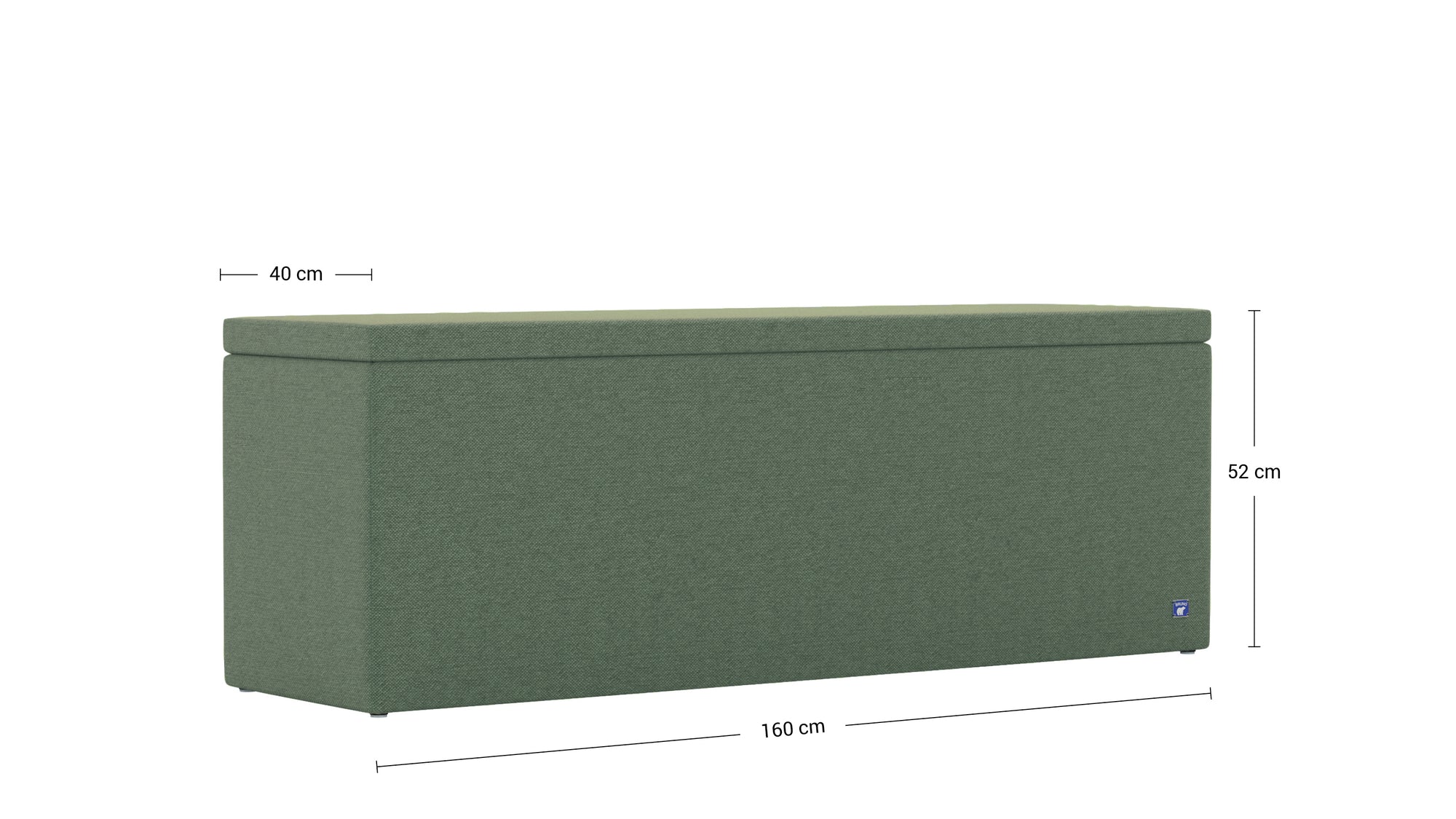 Betttruhe von Bruno – 160 cm, in Grün