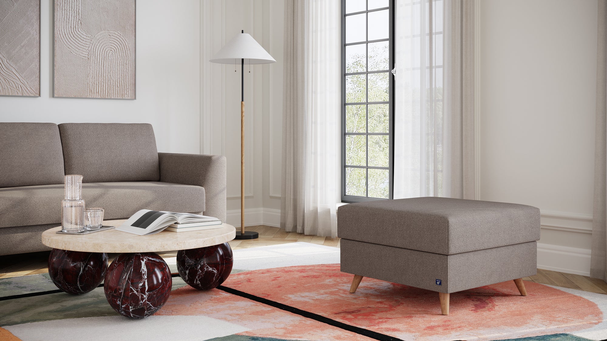 Hocker von Bruno – in glory taupe