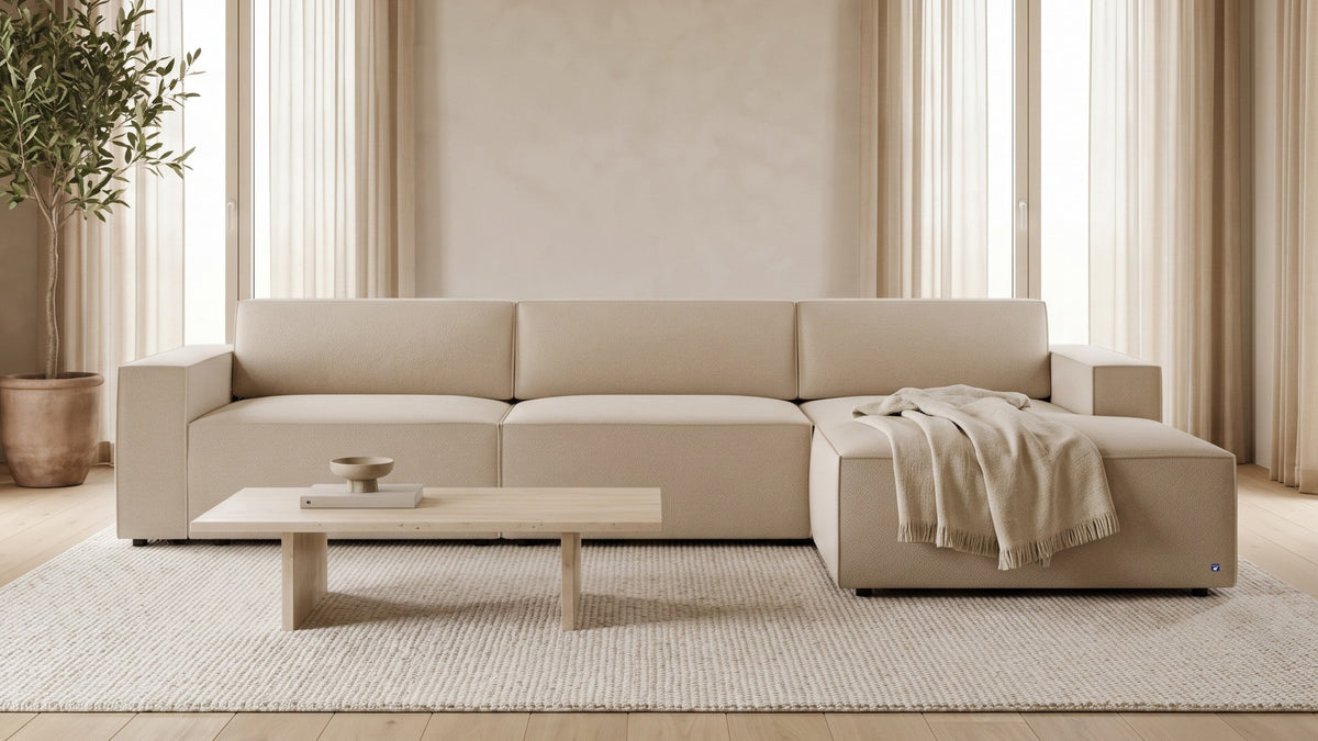 Bruno LOUNGE Ecksofa in Beige, mit Recamiere