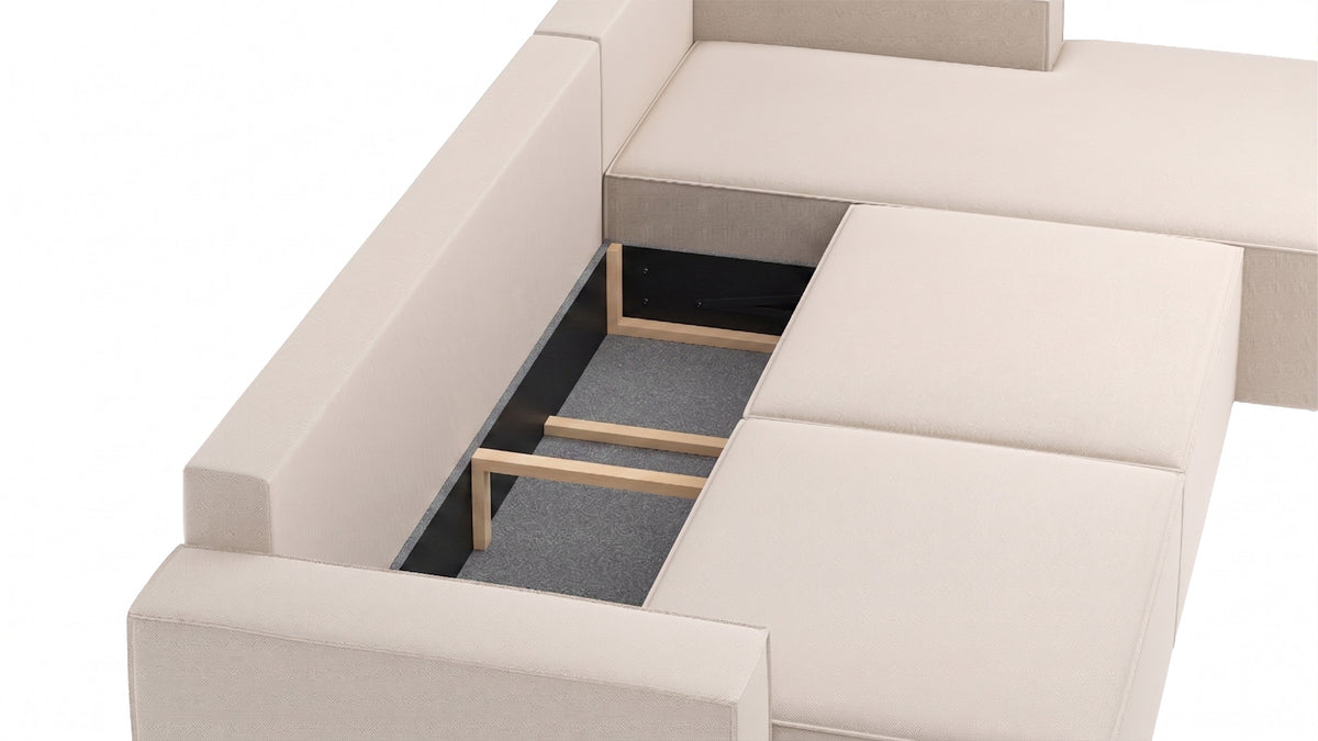Bruno LOUNGE Ecksofa in Beige, mit Recamiere, mit Stauraum