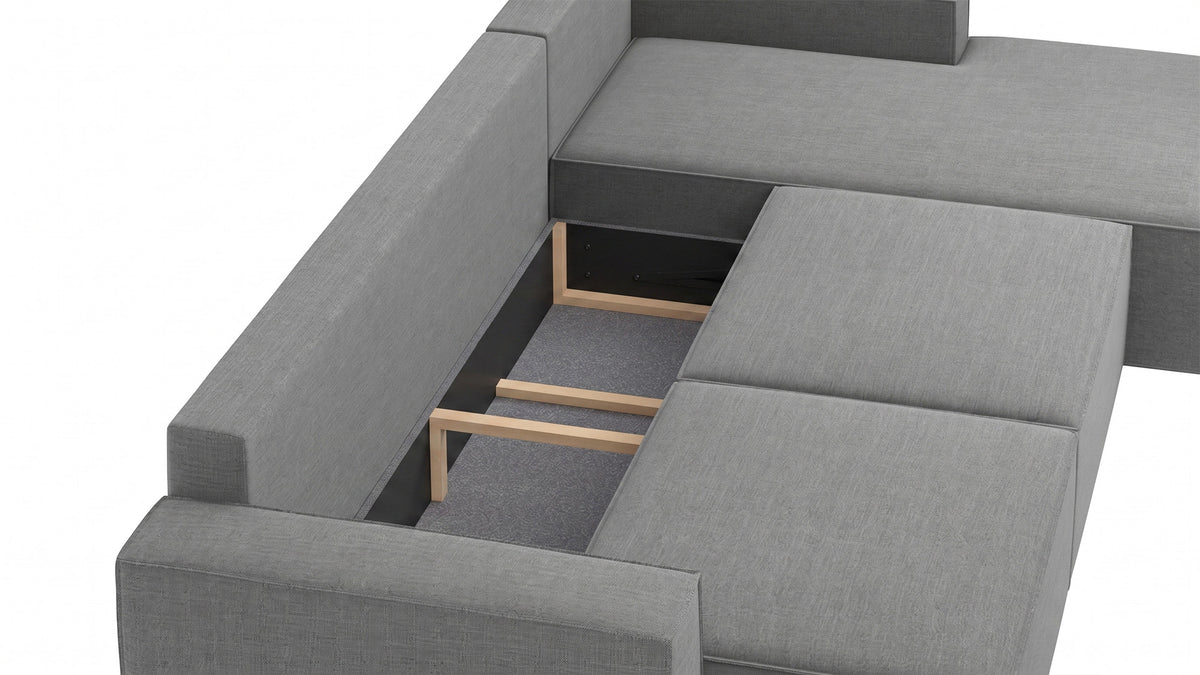 Bruno LOUNGE Ecksofa in Dunkelgrau, mit Recamiere, mit Stauraum