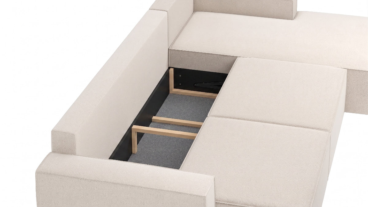 Bruno LOUNGE Ecksofa in Glory Soft Beige, mit Recamiere, mit Stauraum