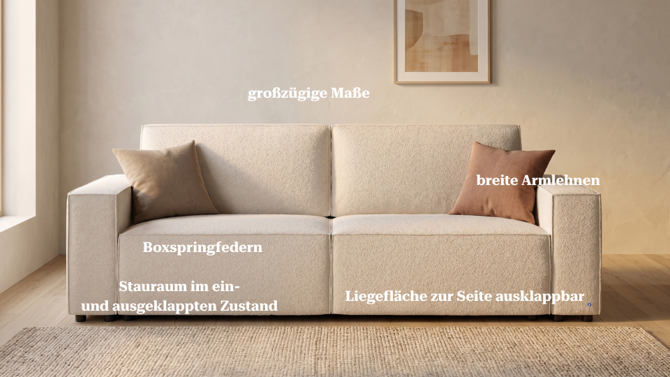 Bruno LOUNGE slaapbank en hoekbank met productspecifieke voordelen, als woonkamerbeeld