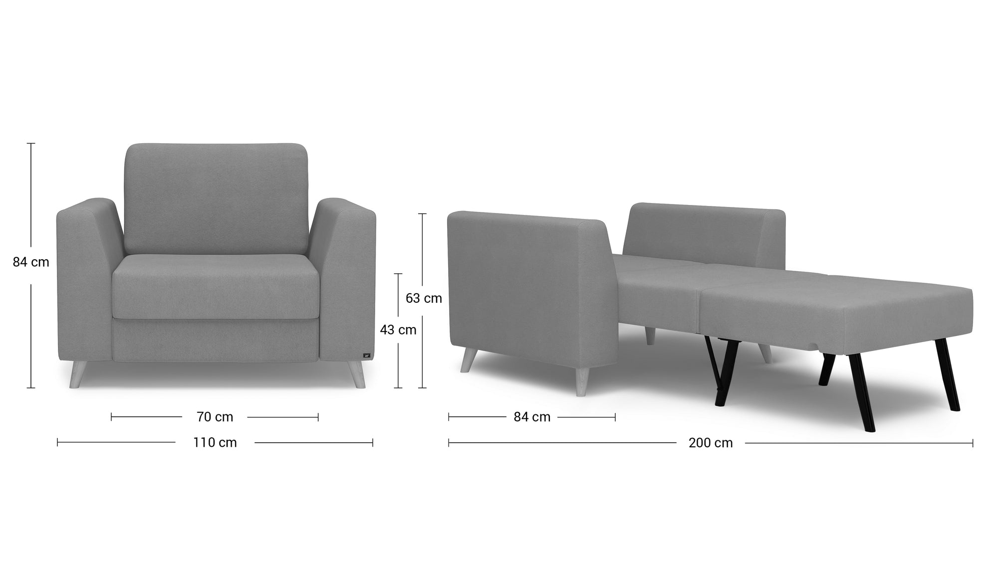 Schlafsessel von Bruno – in glory taupe, Klassik-Armlehnen, Holzfüße, mit Schlaffunktion