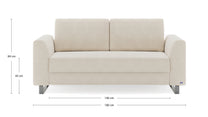Schlafsofa von Bruno – 140 cm, in Beige, Klassik-Armlehnen, Metallfüße