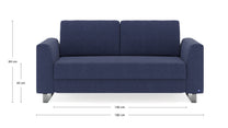 Schlafsofa von Bruno – 140 cm, in Blau, Klassik-Armlehnen, Metallfüße