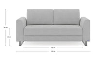 Schlafsofa von Bruno – 140 cm, in Hellgrau, Klassik-Armlehnen, Metallfüße