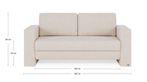 Schlafsofa von Bruno – 140 cm, in Glory Soft Beige, Kubus-Armlehnen