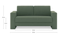 Schlafsofa von Bruno – 140 cm, in Grün, Kubus-Armlehnen