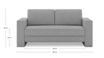 Schlafsofa von Bruno – 140 cm, in Dunkelgrau, Kubus-Armlehnen