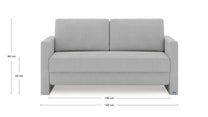 Schlafsofa von Bruno – 140 cm, in Hellgrau, schmale Armlehnen