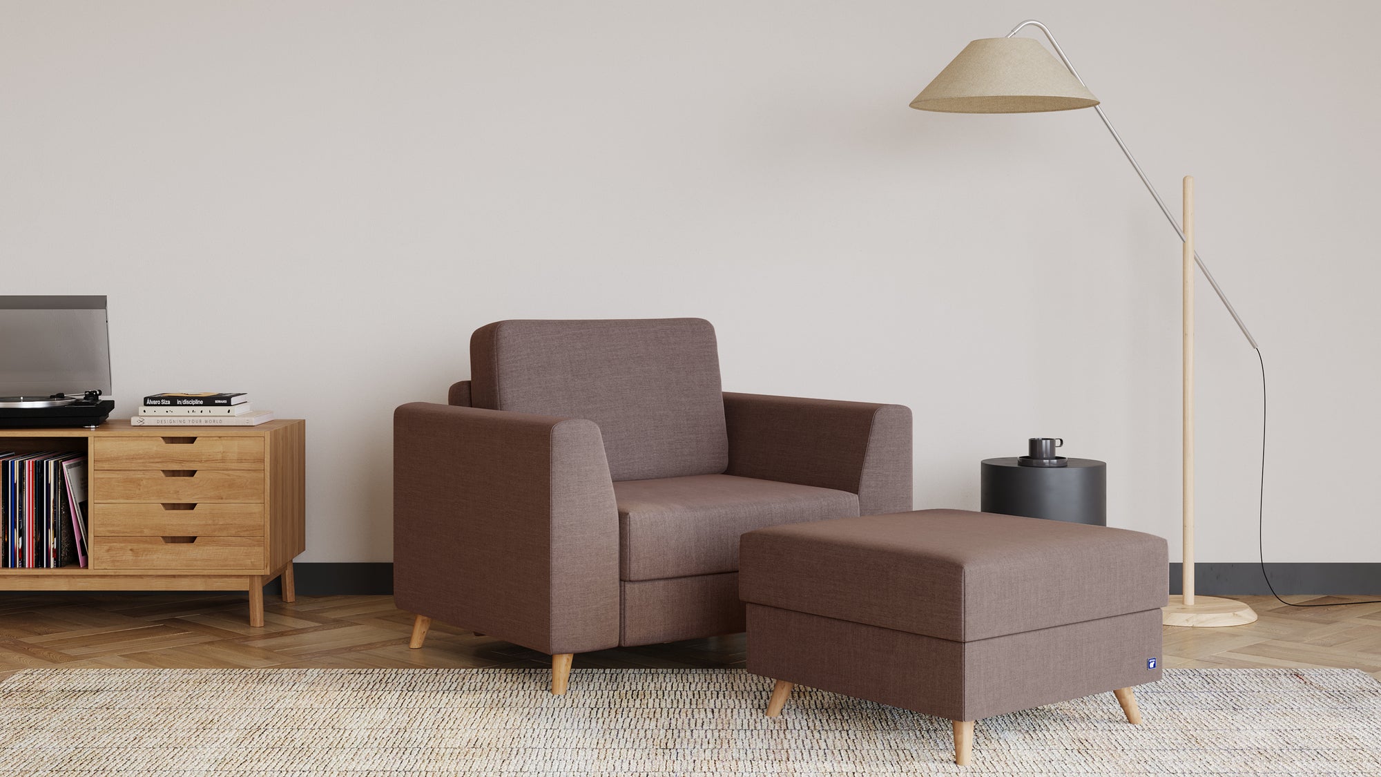 Schlafsessel von Bruno – in Braun, Holzfüße