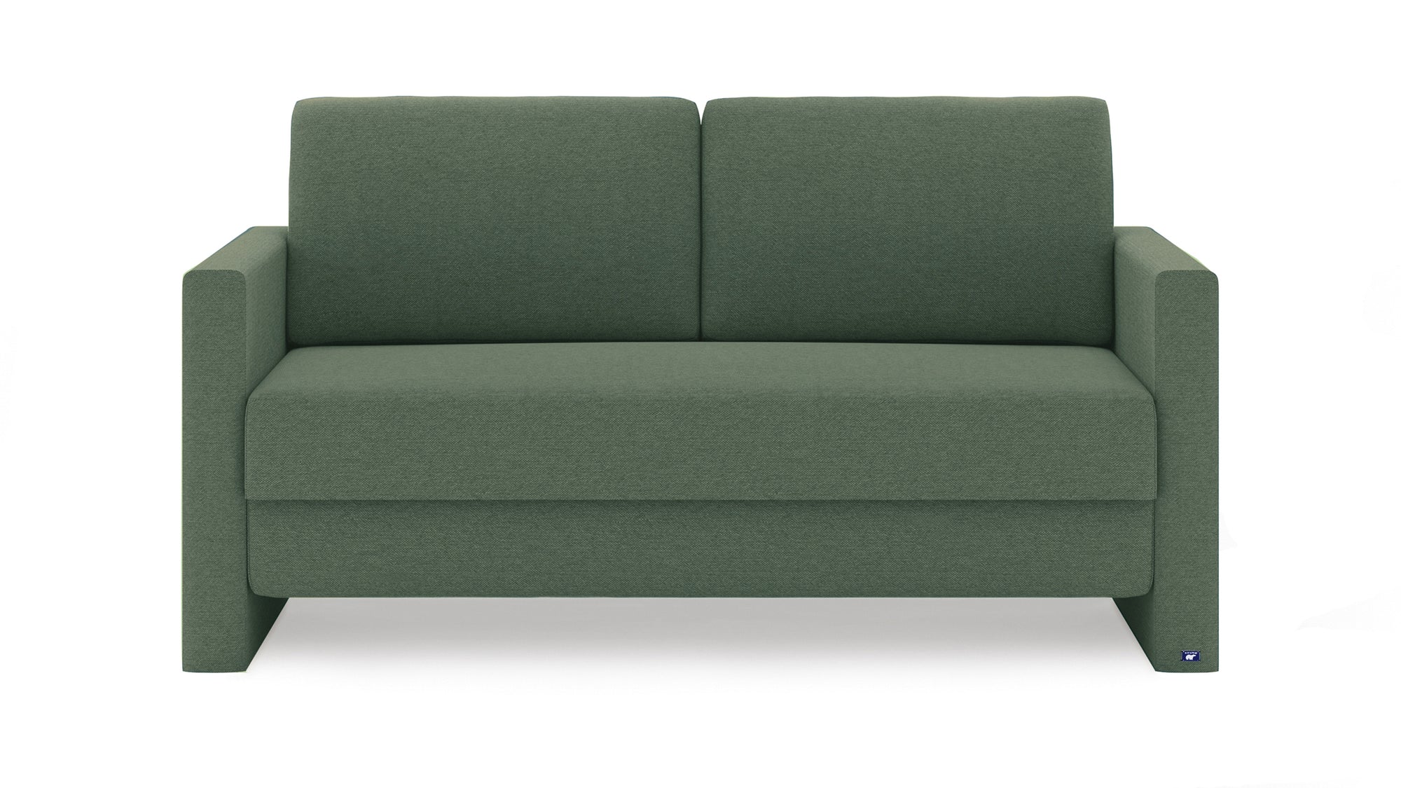 Schlafsofa von Bruno – 140 cm, in Grün, schmale Armlehnen