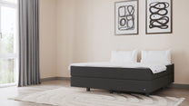 Boxspringbett Premium von Bruno – in Anthrazit, Compact-Kopfteil, Klassik-Armlehnen