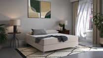 Boxspringbett Premium von Bruno – in Beige, Compact-Kopfteil, Klassik-Armlehnen