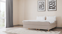 Boxspringbett Premium von Bruno – in Beige, Compact-Kopfteil, Klassik-Armlehnen