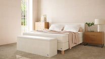 Boxspringbett Premium von Bruno – in Beige, Kurz-Kopfteil, Klassik-Armlehnen