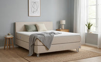 Boxspringbett Premium von Bruno – in Beige, Kurz-Kopfteil, Klassik-Armlehnen