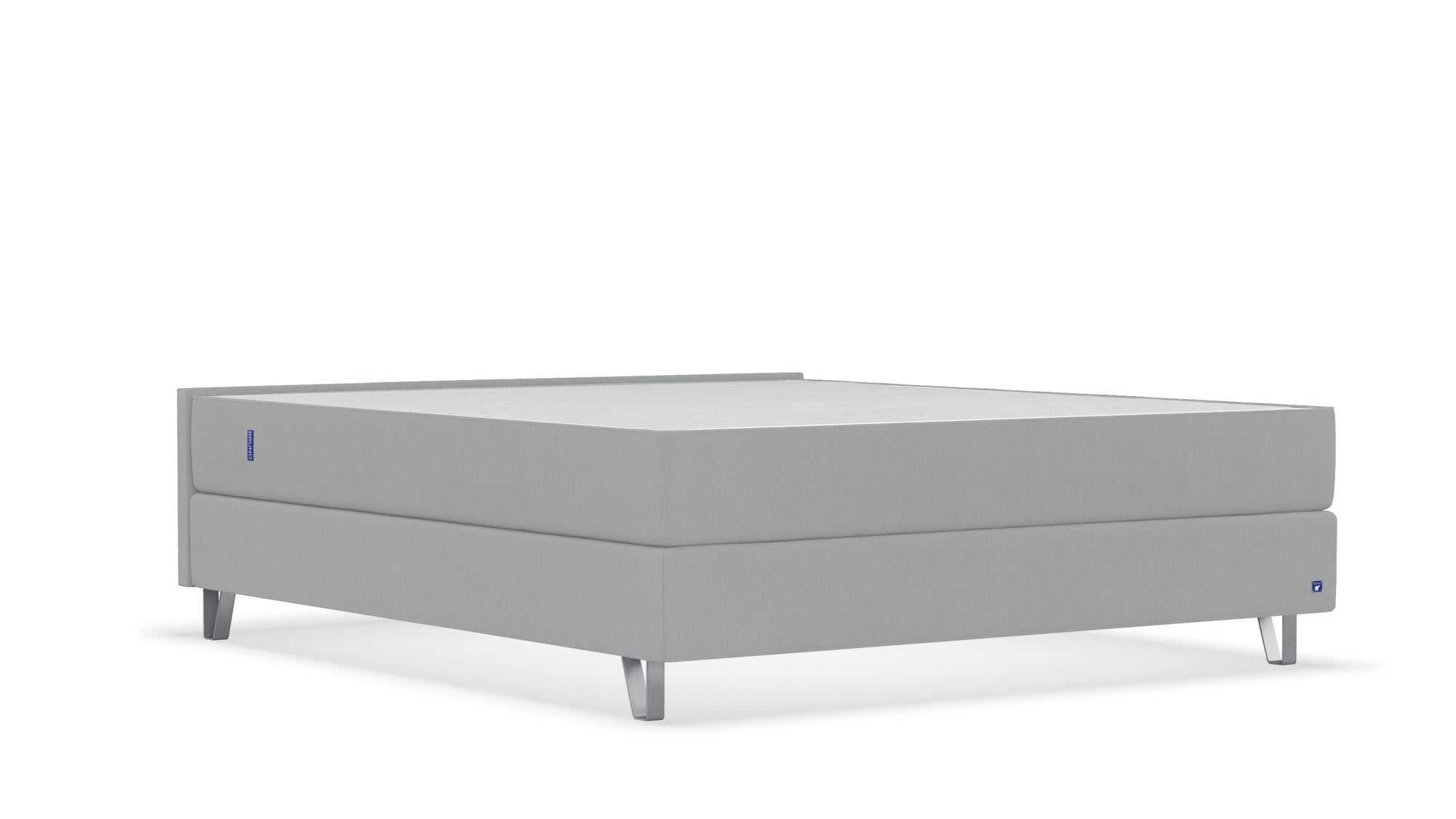 Boxspringbett Premium von Bruno – in Hellgrau, Compact-Kopfteil, Klassik-Armlehnen