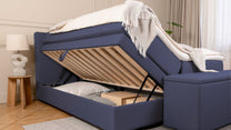 Boxspringbett Premium mit Stauraum von Bruno – in Blau, Kurz-Kopfteil