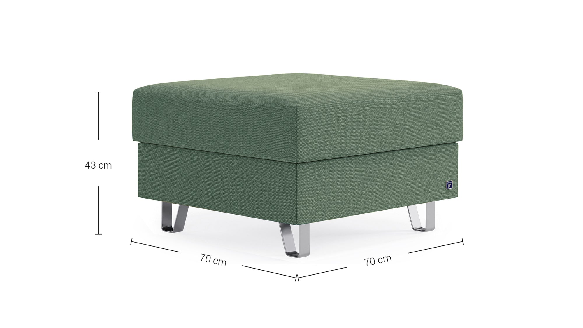 Hocker von Bruno – in Grün, Metallfüße