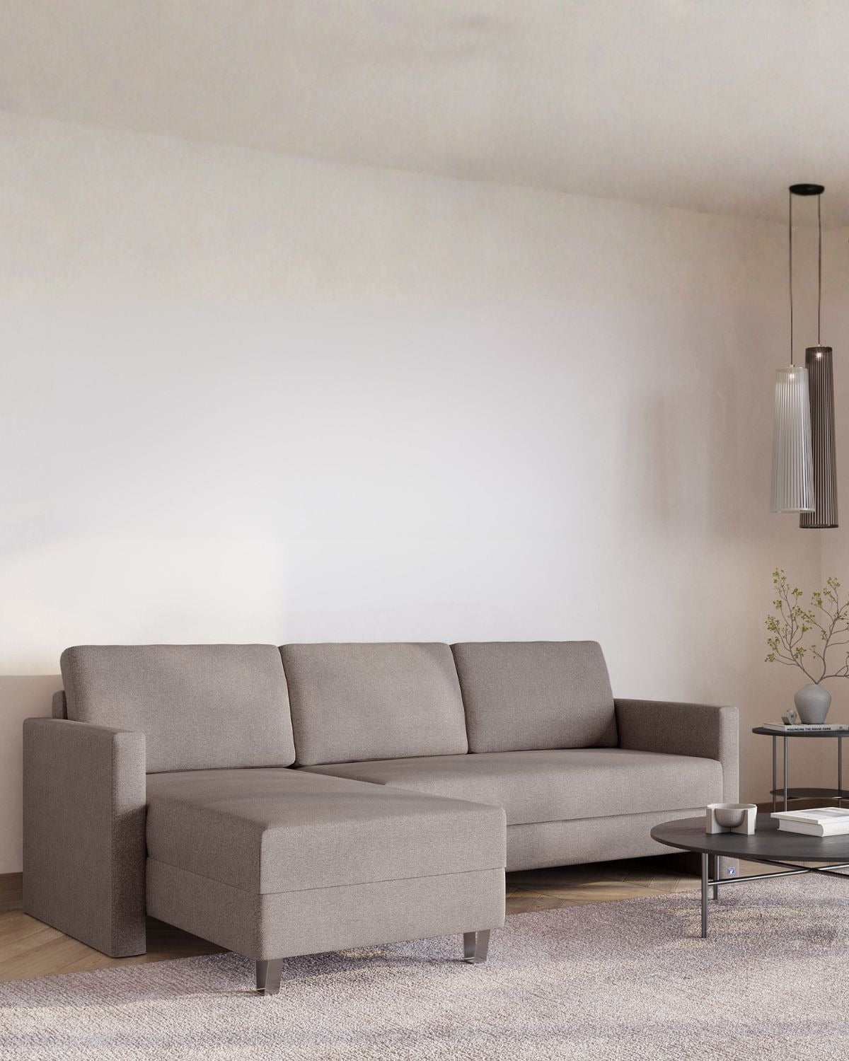 Ecksofa von Bruno in Taupe Mobile – mit Schlaffunktion, ideal für dein Wohnzimmer, hochwertige Polsterung, kostenloser Versand, 10 Jahre Garantie, 30 Tage Probeschlafen.