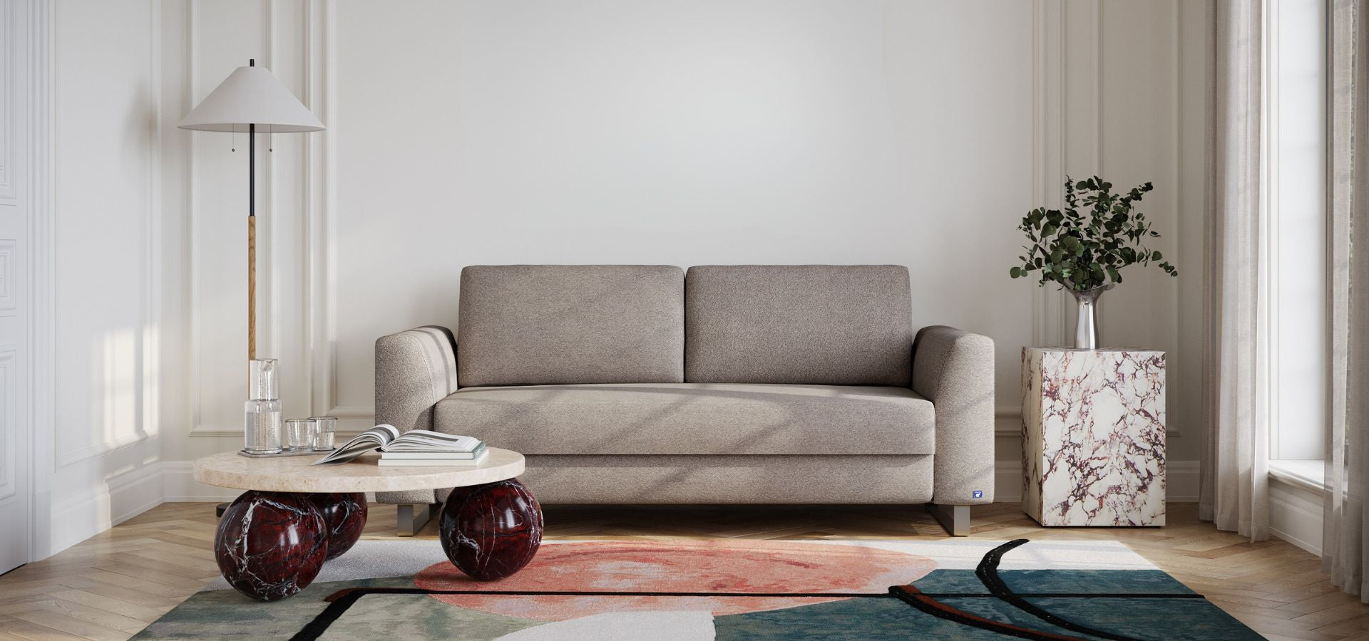 Schlafsofa von Bruno in Taupe – mit Schlaffunktion, ideal für Dauerschläfer, hochwertige Polsterung, kostenloser Versand, 10 Jahre Garantie, 30 Tage Probeschlafen