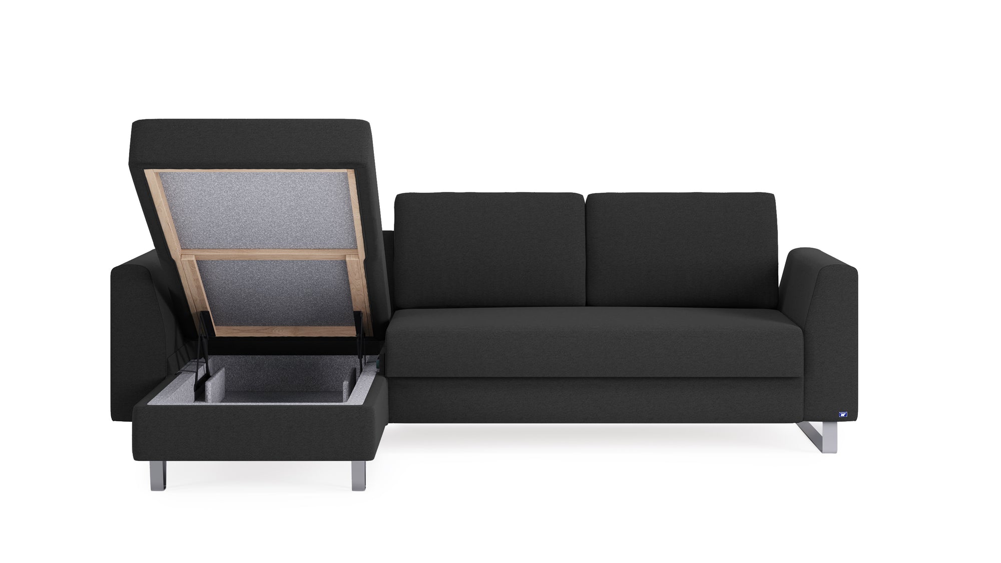 Schlafsofa von Bruno – 140 cm, in Anthrazit, Metallfüße