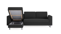 Schlafsofa von Bruno – 140 cm, in Anthrazit, Metallfüße