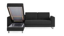 Schlafsofa von Bruno – 140 cm, in Anthrazit, Metallfüße