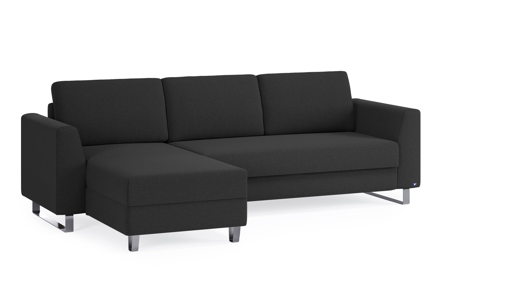 Schlafsofa von Bruno – 140 cm, in Anthrazit, Metallfüße