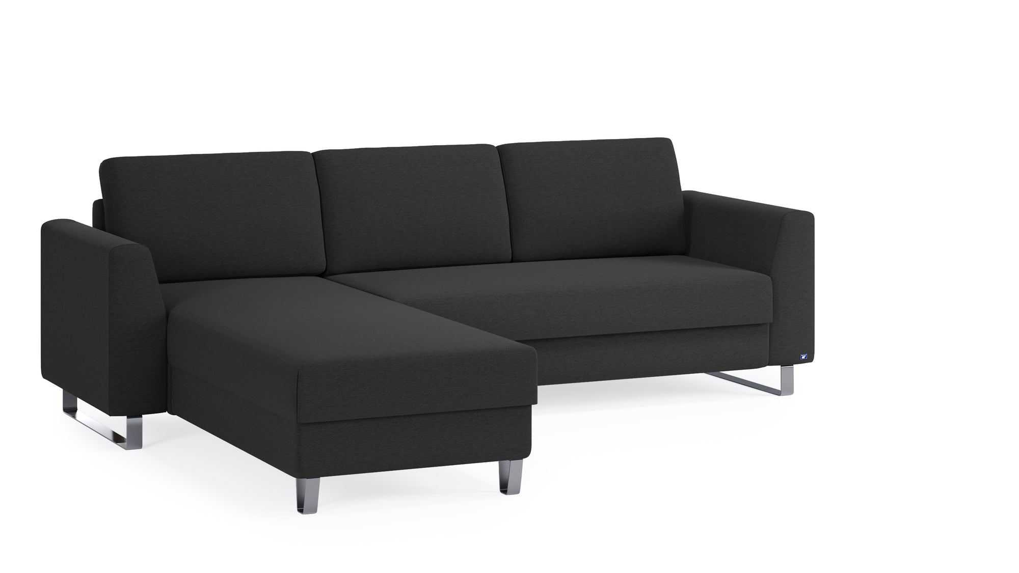 Schlafsofa von Bruno – 140 cm, in Anthrazit, Metallfüße