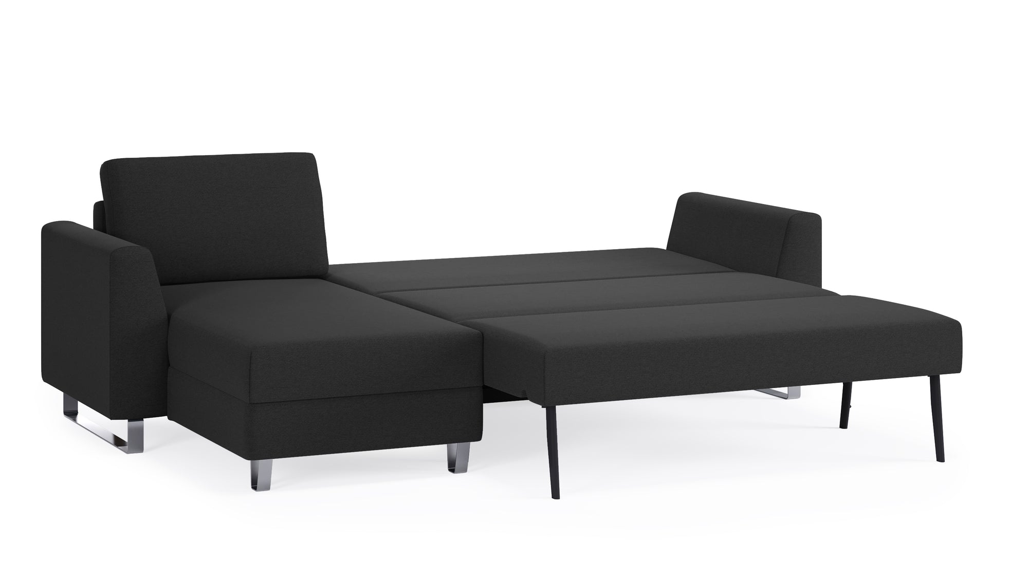 Schlafsofa von Bruno – 140 cm, in Anthrazit, Metallfüße