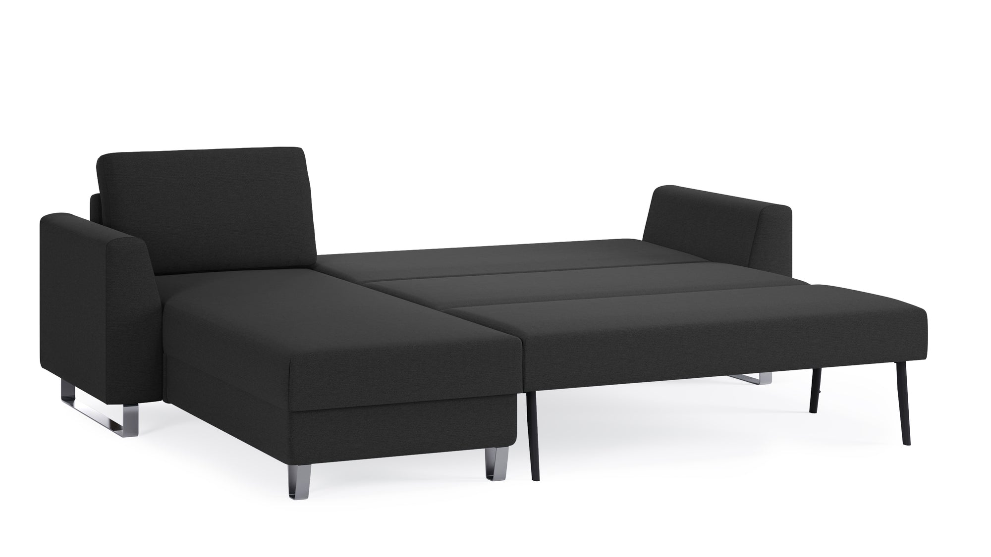 Schlafsofa von Bruno – 140 cm, in Anthrazit, Metallfüße