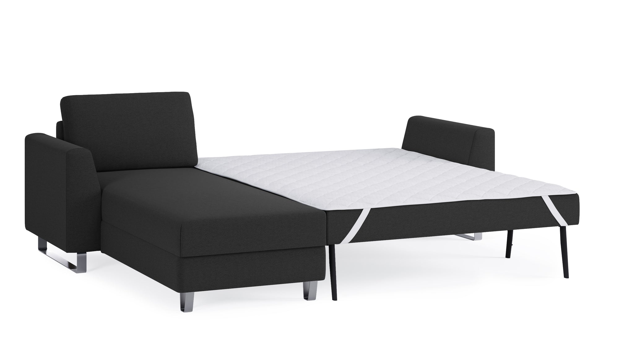 Schlafsofa von Bruno – 140 cm, in Anthrazit, Metallfüße