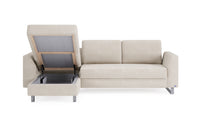 Schlafsofa von Bruno – 140 cm, in Beige, Metallfüße